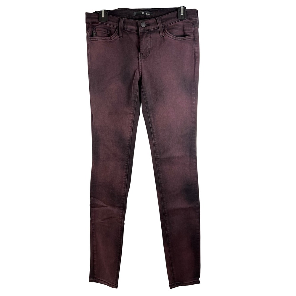 KanCan Womens Purple Black Skinny Jeans Grunge Whimsygoth 27 Emo Mid Rise Punk